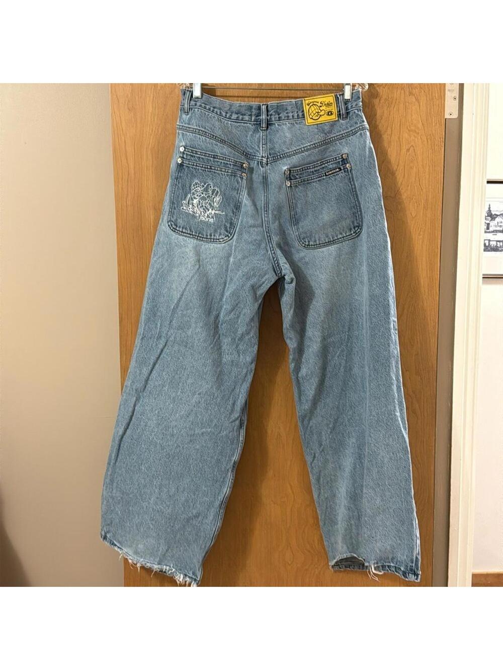 Basement LA Sleeper Relaxed Skater Denim Jeans Men's XL Pre-Frayed - Picture 2 of 6
